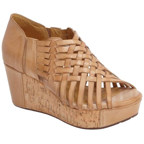 Chocolat Blu Web Sandals Women Size 6 Taupe Leather/Cork Wedge Platform NWOT - Picture 4 of 7